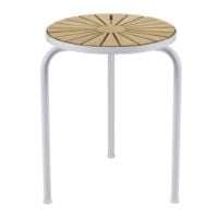 Bild von Mandalay Daisy Hocker Ø: 32 cm - Teak/Weiß