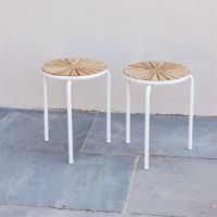 Bild von Mandalay Daisy Hocker Ø: 32 cm - Teak/Weiß