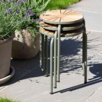 Bild von Hocker Mandalay Daisy Ø: 32 cm - Teak/Olivgrün