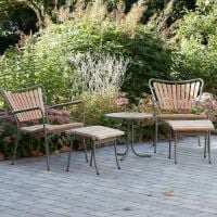 Bild von Mandalay Marguerit Loungetisch Ø: 50 cm - Teak/Olivgrün