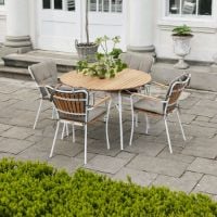 Bild von Mandalay Marguerit Magnolia Gartentisch Ø: 110 cm - Teak/Weiß