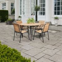 Bild von Mandalay Marguerit Magnolia Havebord Ø: 110 cm - Teak/Antracit
