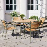 Bild von Mandalay Marguerit Gartentisch-Set mit 4 Gartenstühlen – Teak/Olivgrün