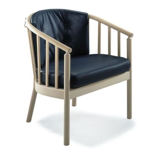 Stouby Sessel Bella – Eiche unbehandelt/schwarzes Leder