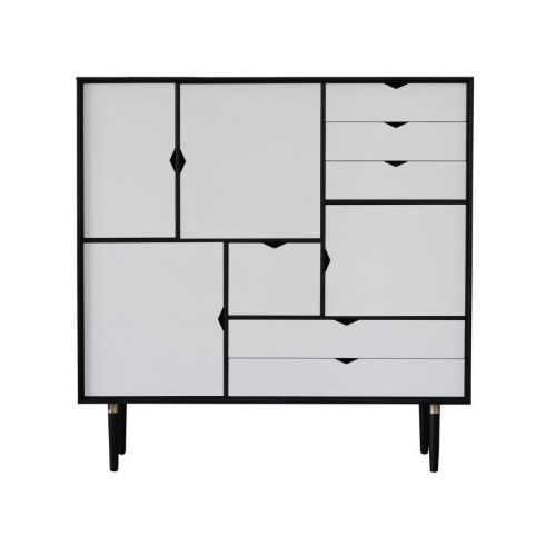 Andersen Furniture S3 Skænk 132x131 cm - Sort/Hvide fronter