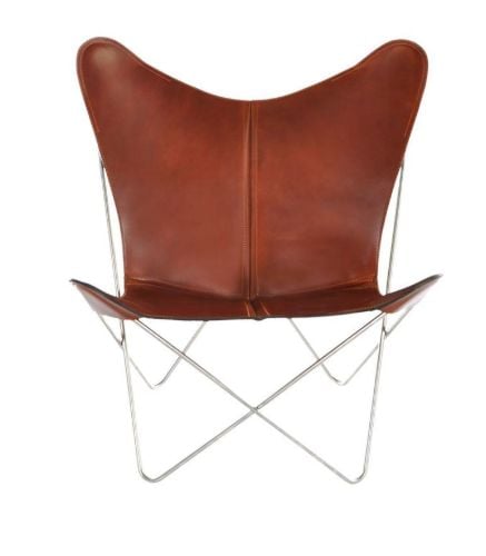 OX Denmarq Trifolium Chair  - Stainless Steel/Cognac