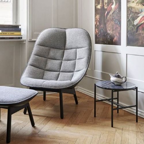HAY Uchiwa Sessel SH: 40 cm – Schwarz lackierte Eiche /Hallingdal 126 Sierra SI1001

