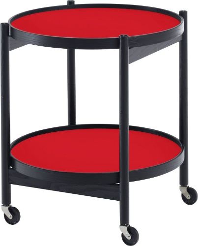 Brdr. Krüger Bølling Tabletttisch mit 2 Tabletts Ø: 50 cm – Schwarz lackierte Eiche/Rot und Schwarz