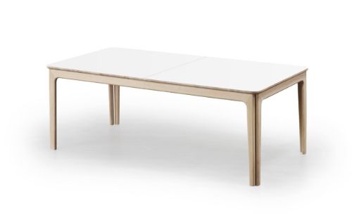 Skovby SM26 Spisebord inkl. 3 Tillægsplader 101 x 155 cm - Hvid Laminat / Hvidolieret Eg