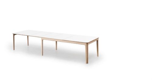 Skovby SM26 Esstisch inkl. 3 Zusatzbretter 101 x 155 cm – Weißes Laminat / Weiß geölte Eiche