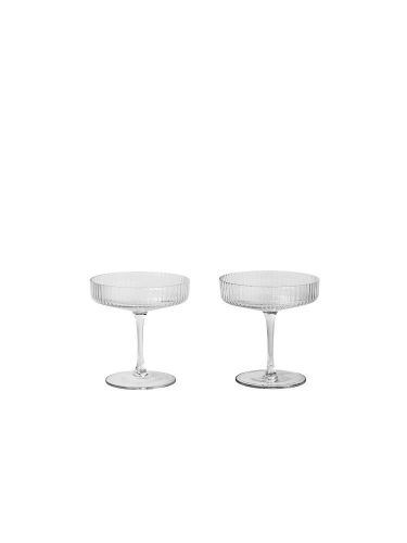 Ferm Living Ripple Champagne Saucer sæt af 2 Ø: 10,5 cm - Glass