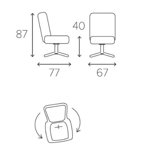 Conform Gyro Sessel SH: 40 cm – Schwarzes Leder/Aluminium