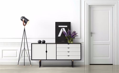 Andersen Furniture S6 Beistelltisch 163x79 – Schwarz/Farbige Fronten