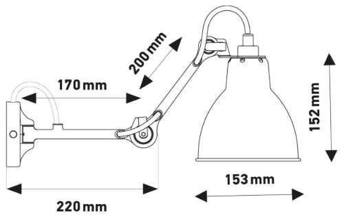 DCW Editions Lampe Gras N204 Wandleuchte L: 22cm - Schwarz/Schwarz