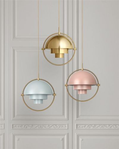 GUBI Multi-Lite Pendelleuchte Ø: 36 cm Messingsockel – Farbton Sea Grey