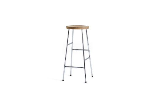 HAY Cornet bar stool High H: 75 cm - Chromed steel/Solid oak