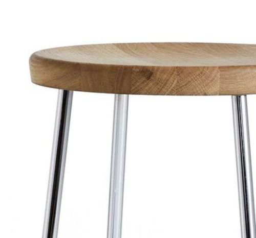 HAY Cornet Barhocker Hoch H: 75 cm – Verchromter Stahl/massive Eiche