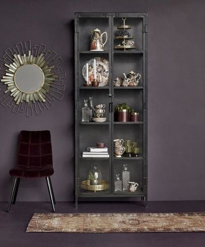 Nordal Vitrine aus Eisen 214 x 80 cm – Schwarz