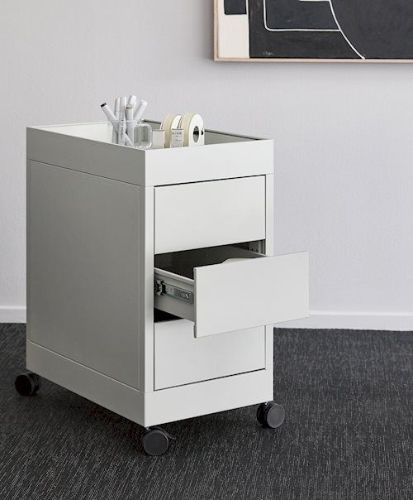 HAY New Order Trolley/B3 Schublade und Tablett oben inkl. Schloss 34x68cm - Hellgrau