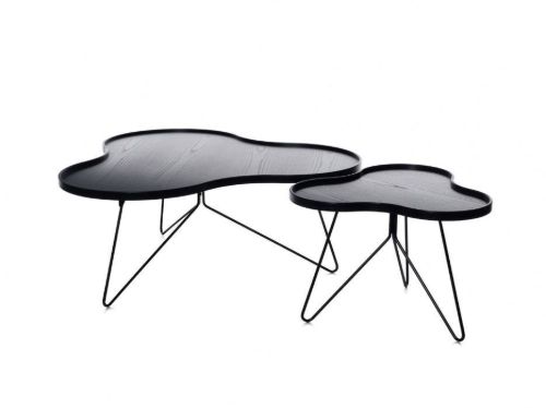 Swedese Flower Mono Couchtisch 114 x 107 x 45 cm – schwarz lackierte Esche/schwarzer Stahl