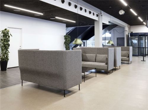 HAY Silhouette 2-Personen-Sofa mit hoher Rückenlehne, Mono L: 171 cm – Hallingdal 130/schwarz pulverbeschichteter Stahl