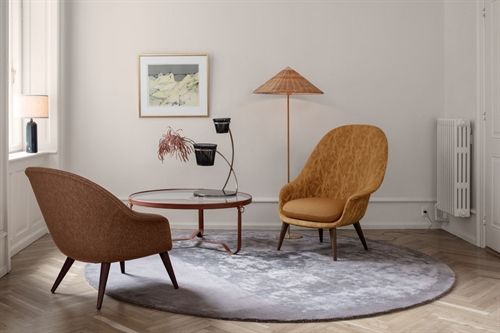 GUBI Adnet Couchtisch Ø: 100 cm | Hellbraunes Leder