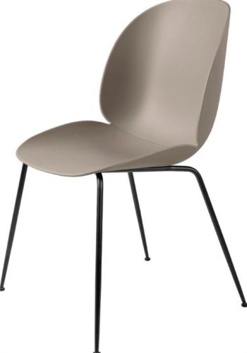 GUBI Beetle Dining Chair Conic Base - Black Mat Base / New Beige Shell 