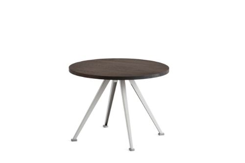 HAY Pyramid Couchtisch 51 Ø: 60 cm – Beigefarbener Stahl/geräucherte Eiche