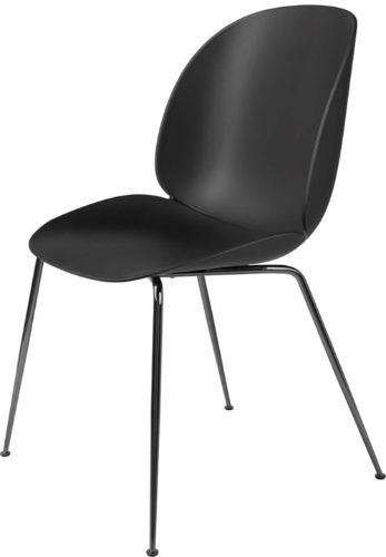 GUBI Beetle Dining Chair Conic Base - Chrome Base / Black Shell 