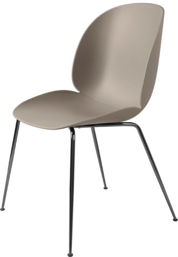GUBI Beetle Dining Chair Conic Base - Chrome Base / New Beige Shell 