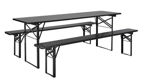 Nordal Havesæt Med Bord og Bænke 220 x 77 cm - Sort 