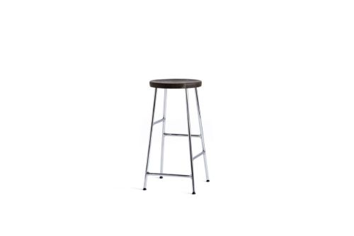 Hay Cornet Bar Stool Low H: 65 cm - Chromed Steel / Smoked Oak 