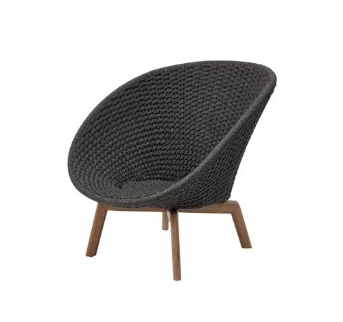 Cane-line Outdoor Peacock Loungesessel SH: 34 cm - Teak / Dunkelgrau