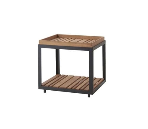 Cane-line Outdoor Level Couchtisch Lille 48x48 cm - Lavagrau/Teak