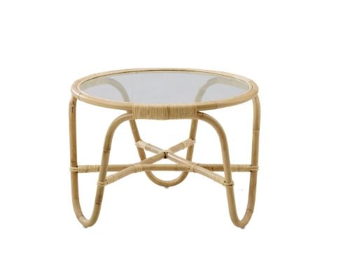 Sika-Design Charlottenborg Sofabord Ø: 69 cm - Natural Rattan/Glas