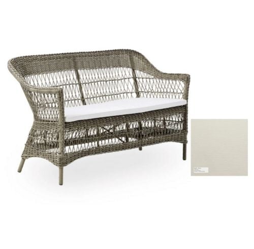 Sika-Design Charlot Außenbereich 2 Pers. Sofa L: 134 cm - Antikgrau/B45 Tempotest Weiß