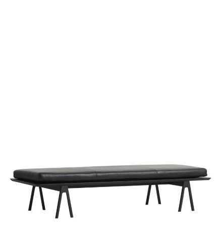 WOUD Level Daybed L: 190 cm – Schwarze Eiche/Schwarzes Leder