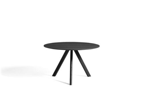 HAY CPH 20 Runder Tisch Ø: 120 cm – Schwarz lackierte massive Eiche/Schwarzes Linoleum