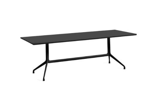 HAY AAT10 Tisch 220 x 90 cm – Schwarz pulverbeschichtetes Aluminium/Schwarzes Linoleum