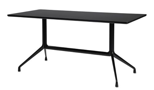 HAY AAT10 Tisch 180 x 90 cm – Schwarz pulverbeschichtetes Aluminium/Schwarzes Linoleum