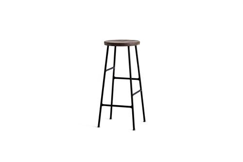 HAY Cornet Bar Stool High H: 75 cm - Soft Black/Smoked Solid Oak