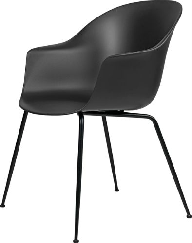 GUBI Bat Dining Chair Conic Base 45 cm - Black matt base/Black 