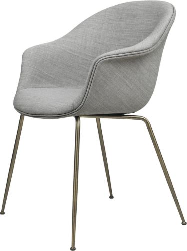GUBI Bat Dining Chair Fully Upholstered Conic Base  - Chrome Base/Kvadrat Remix 133