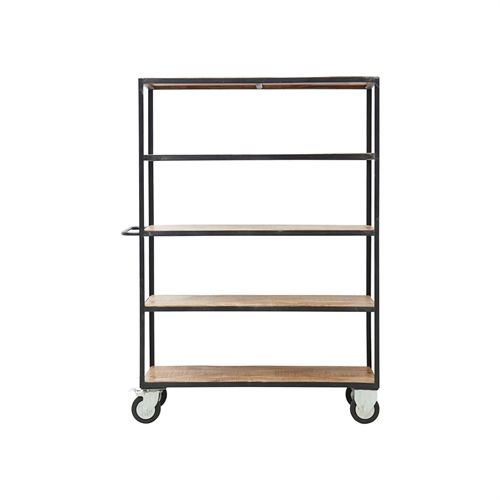 House Doctor Regal mit Rollen – Schwarz/Holz OUTLET
