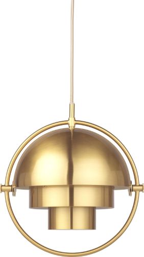 GUBI Multi-Lite Pendelleuchte Klein Ø: 25,5 cm Messingsockel – Schirm aus glänzendem Messing