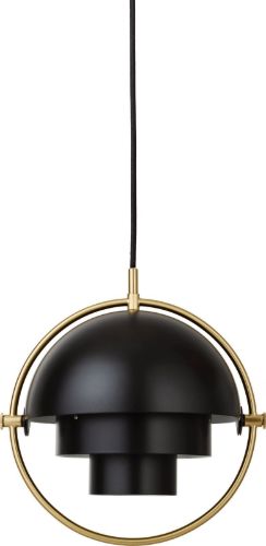 GUBI Multi-Lite pendel Small Ø:25,5 cm Brass base - Black Semi Matt skærm