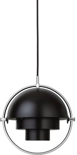 GUBI Multi-Lite pendel Small Ø:25,5 cm Chrome base - Black Semi Matt skærm