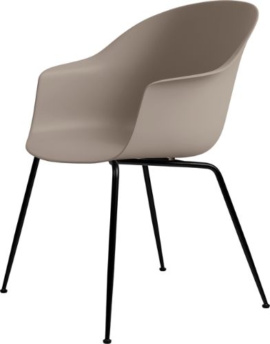 GUBI Bat Esszimmerstuhl mit konischem Gestell – Schwarz mattiertes Gestell/Neues Beige
