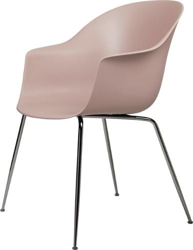 GUBI Bat Dining Chair Conic Base 45 cm - Black chrome base/Sweet pink