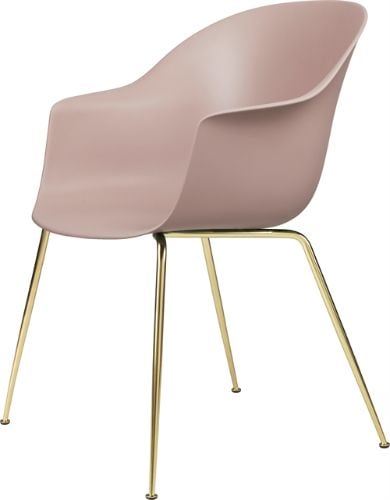 GUBI Bat Dining Chair Conic Base 45 cm - Brass semi matt base/Sweet pink